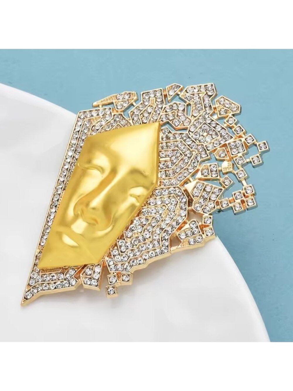 Gaze Abstract Face Crystal Brooch